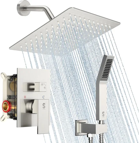 Miniatura 53 de SR SUN RISE ORB - Juego de cabezal de ducha cuadrado y mango de lluvia, accesorios de ducha montados en la pared, kits de reparación de grifo