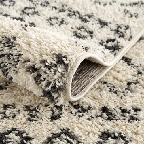 Miniatura 6 de Hauteloom, Duncans - Alfombra de estilo granja de pelo mullido para sala y dormitorio, con borlas - Beige, carbón, gris - 2 pies 7 pulgadas x 7 pies