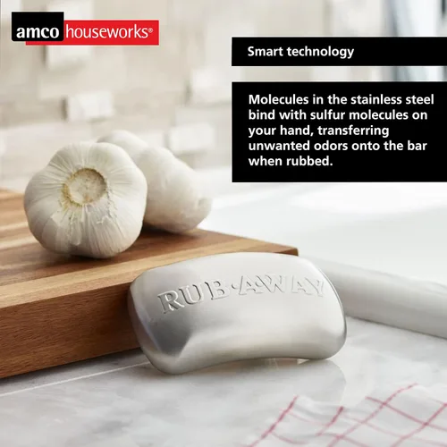 Miniatura 4 de Amco Rub-a-Way Barra - Absorbedor de olores de acero inoxidable (4 x 2.25 pulgadas), apto para lavavajillas, esencial para cocina y exteriores