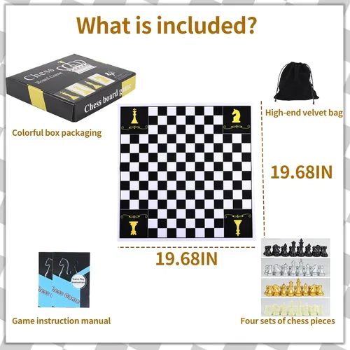 Miniatura 4 de Jyquorp Juego de mesa de ajedrez para 4 jugadores, juego de ajedrez para cuatro personas, juego de ajedrez único de equipo, material de alfombrilla