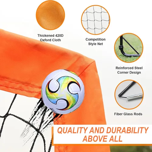 Miniatura 3 de Portería de fútbol para patio trasero, portería de fútbol desplegable de 4 x 3 pies, práctica para jóvenes, equipo de fútbol opcional con portería