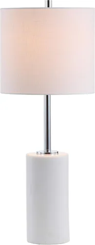 JONATHAN Y JYL2007A - Lámpara de mesa LED moderna de mármol blanco y cromado, lámpara de noche de hierro minimalista para sala de estar, dormitorio,