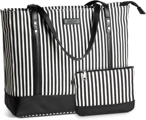 Miniatura 8 de VASCHY Bolsa de mano para laptop para mujer, grande de 15.6 pulgadas, bolsa para profesores, maletín para viajes, trabajo, negocios, oficina