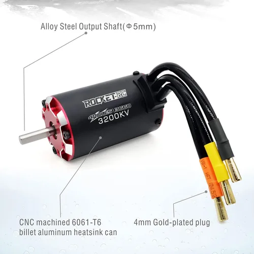 Miniatura 3 de Surpass Hobby RC Motor sin escobillas, Rocket V2 Supersónico 3660 3200KV 4 polos sin escobillas Motor Set con 60A ESC para 1/10 RC Car Upgrade Parts