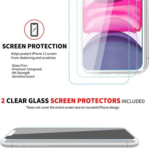Miniatura 2 de Funda transparente para iPhone 11 con protector de pantalla Paquete 2 en 1 Doble protección – Incluye 2 protectores de vidrio templado de dureza