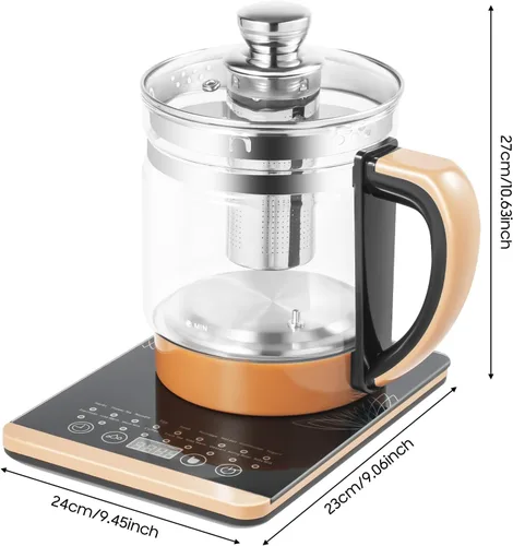 Miniatura 2 de Hervidor de té eléctrico con control de temperatura e infusor de té, 12 modos de preparación, hervidor de agua caliente de vidrio borosilicato