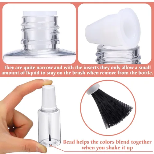 Miniatura 4 de Irenare 20 botellas vacías recargables de esmalte de uñas de 0.7 onzas líquidas, envase de plástico para esmalte de uñas, botella vacía con mezcla