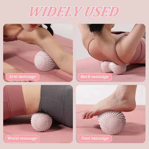 Miniatura 6 de Bola de masaje de maní para tejido profundo, terapia de punto de activación, liberación miofascial - Rodillo de espuma de lacrosse doble para Rosado