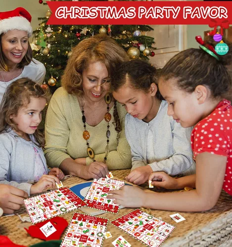 Miniatura 4 de Officygnet Juego de bingo de Navidad para niños, tarjetas de bingo de Navidad para 32 jugadores para actividades familiares, grupos grandes, aula