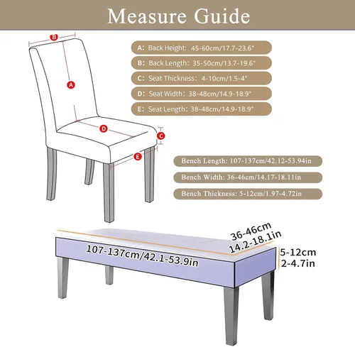 Miniatura 7 de CRFATOP 4 Piezas de Fundas Elásticas para Silla de Comedor con Funda para Banco Fundas Impresas para Silla de Comedor Fundas para Cojín de Asiento