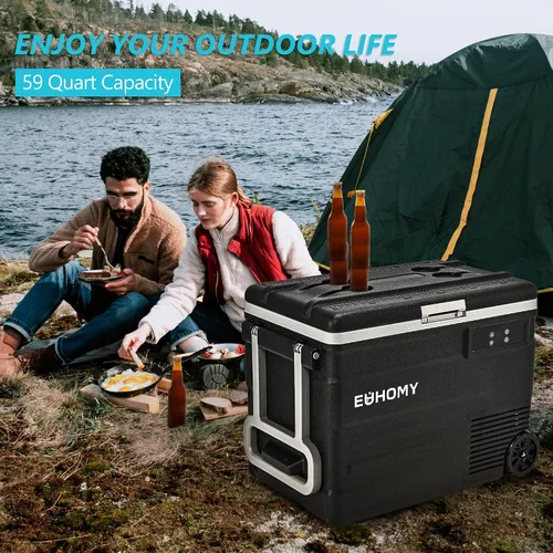 Miniatura 8 de Euhomy - Refrigerador de 12 voltios, 59QT (55L), control de aplicación de refrigerador de 12V, enfriador eléctrico de 12/24V CC 110-240V CA