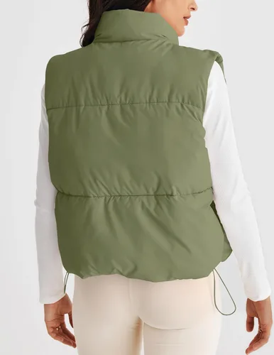 Miniatura 3 de MEROKEETY Chaleco acolchado para mujer, cuello alto, con cremallera, sin mangas, con bolsillos