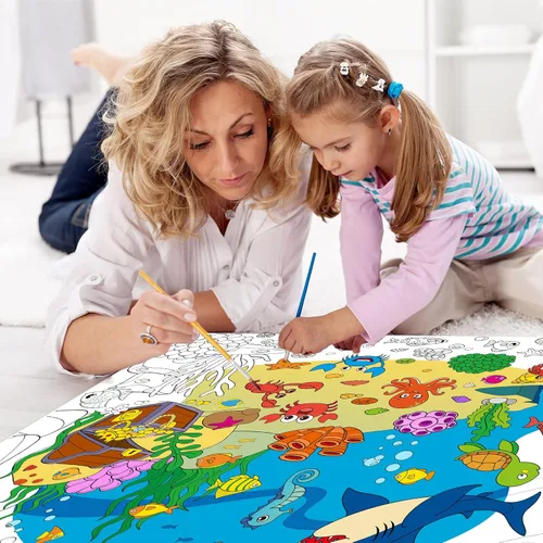 Miniatura 5 de Póster Gigante para Colorear Bajo el Mar para Niños Mantel Grande para Colorear Libros en Rollo de Papel del Océano de Verano Hojas Páginas Arte
