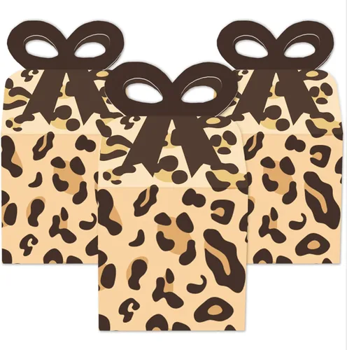 Miniatura 2 de Big Dot of Happiness Estampado de leopardo - Cajas de regalo cuadradas - Cajas de lazo para fiesta de guepardo - Juego de 12 Impresión de leopardo