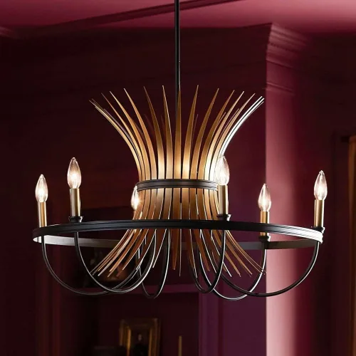 Miniatura 7 de Kichler Baile - Candelabro de 6 luces de 29 pulgadas en latón natural y negro