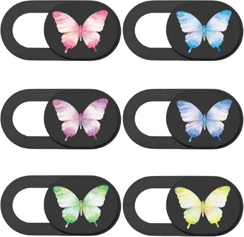 6 piezas 6 estilos de cubierta de la cámara del ordenador portátil Slide Butterfly Webcam cubierta de privacidad lindo ultrafino bloqueador de