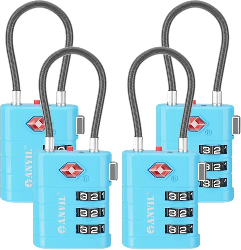 Miniatura 11 de ANVIL Candados para Equipaje Aprobados por TSA – Candados de Viaje de Combinación TSA008 de Alta Seguridad con Indicador de Inspección para Maletas