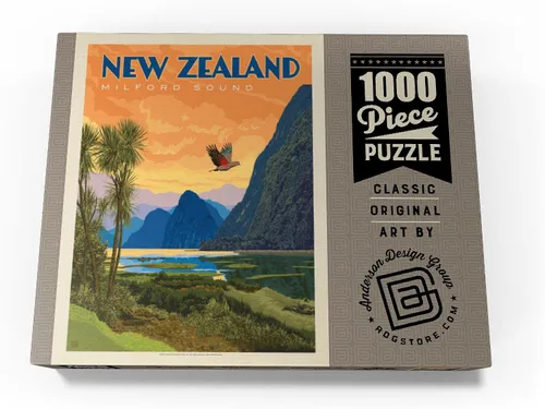 Miniatura 4 de MyPuzzle New Zealand: Milford Sound, Vintage Poster - Rompecabezas prémium de 100 piezas para adultos