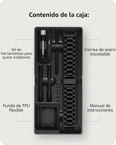 Miniatura 6 de Fullmosa Banda de Metal Compatible con Correas de Apple Watch de 1.61, 1.58, 1.5, 1.81, 1.93, 1.77, 1.73, 1.65 pulgadas, Correa iWatch con Estuche