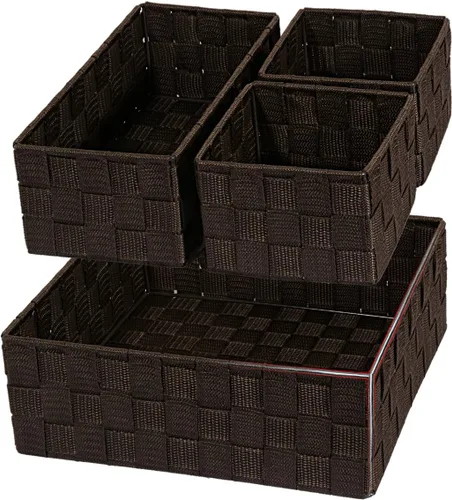 Miniatura 25 de Posprica Caja de almacenamiento tejida, cubo, cesta, contenedor, organizador divisor para cajón, armario, estante, aparador (blanco)