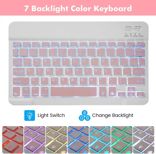 Miniatura 3 de LAMA Funda con teclado para Samsung Galaxy de 11 pulgadas Tab A9 Plus 2023/Tab A11 Plus 2025 con ratón, retroiluminación de 7 colores, funda