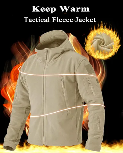 Miniatura 4 de BIYLACLESEN Chaquetas tácticas de forro polar Softshell para hombre con cremallera completa