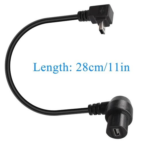 Miniatura 6 de QIANRENON Cable de extensión mini USB en ángulo de 90 grados, impermeable, mini USB de 5 pines, ángulo recto, macho a hembra, cable de montaje