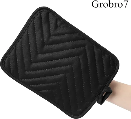 Miniatura 2 de Juego de 5 agarraderas de algodón con bolsillo para cocina, resistentes al calor, lavables a máquina, almohadillas calientes, guantes de horno a