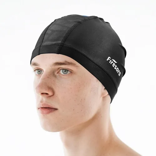 Miniatura 20 de Gorro de natación de tela Firesara, gorro de baño de alta elasticidad mantiene el cabello limpio y transpirable, se ajusta tanto al cabello largo