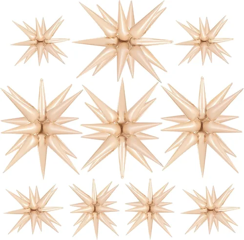 Miniatura 9 de 10 unidades de globos de estrella roja explosión globos de estrella fulgurante globos de cono de papel de aluminio mágicos para decoraciones