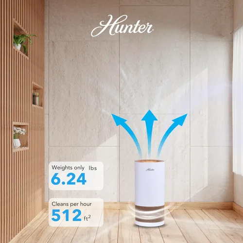 Miniatura 7 de Hunter HP450UV - Purificadores de aire redondos para el hogar, torre purificadora de aire True HEPA para mascotas, olores, alérgenos, humo, polvo
