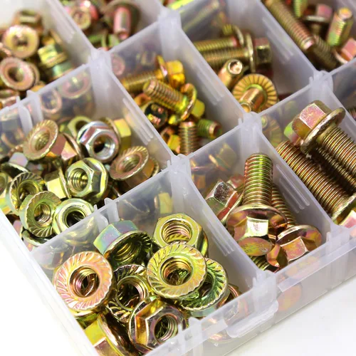 Miniatura 7 de Kit de 240 piezas de pernos y tuercas con brida de grado 8.8 M5 M6 M8, pernos hexagonales métricos con brida y tuercas, incluye 14 tamaños más