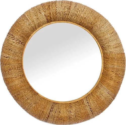 Deco 79 Espejo de pared redondo de ratán costero, 35 x 3 x 35 pulgadas, marrón