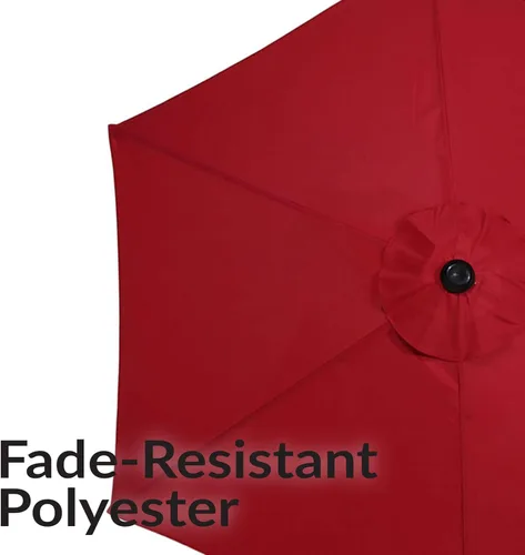 Miniatura 4 de Sunnydaze Sombrilla de patio al aire libre – Paraguas de poliéster para mesa de mercado con botón de inclinación y manivela – 6 varillas resistentes