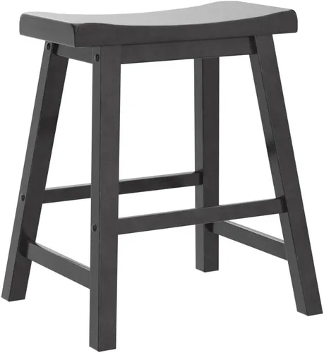 Miniatura 5 de Lexicon Victoria - Juego de 2 taburetes de altura de mesa de madera maciza, taburetes de cocina para comedor, asientos de silla sin brazos, perfecto