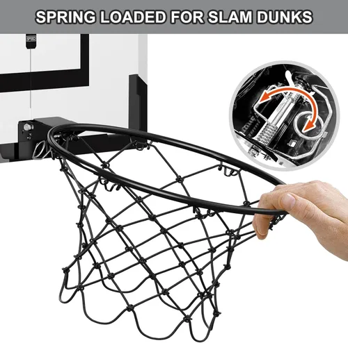 Miniatura 4 de HYES Aro de baloncesto grande de 24" x 16" pulgadas para interiores para adultos, aro de baloncesto sobre la puerta con tablero resistente, juguetes