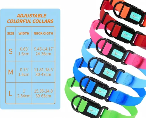 Miniatura 3 de Collares de perro impermeables, fácil de limpiar, collares ajustables para perros pequeños, medianos y grandes (morado, M)