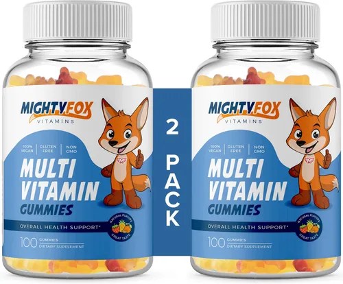 Miniatura 8 de Gomitas multivitamínicas para niños, sin OMG, sin gluten, veganas multivitamínicas con vitamina C, B3, B5, B6, B12, zinc, 100 unidades, 1 paquete