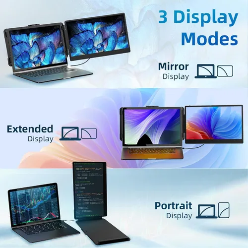 Miniatura 7 de Monitor de viaje con extensor de pantalla para laptop, monitor portátil dual de 14 pulgadas, IPS FHD 1080P, trabajo de viaje, pantalla adicional