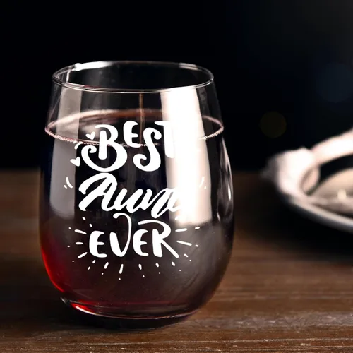 Miniatura 4 de Regalos para tía de sobrina sobrino – Best Aunt Ever Christmas, cumpleaños, Día de la Madre regalos para tía, tía nueva, copa de vino de 15 onzas