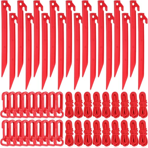 Miniatura 7 de Yinkin 18 Juegos de Estacas Inflables de Repuesto para Patio, Estacas de Plástico Inflables y Correas para Tiendas de Campaña de Navidad, Clavijas