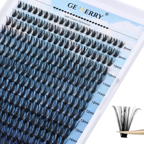 Miniatura 22 de Extensiones de pestañas en racimo GEMERRY, 144 piezas, pestañas individuales, dos estilos, extensiones de pestañas con tallo ancho, suaves