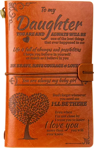 Miniatura 8 de Regalo para mi hija, diarios de cuero de parte de mamá o papá, diarios de escritura de 140 páginas para adolescentes, regalo especial para hija