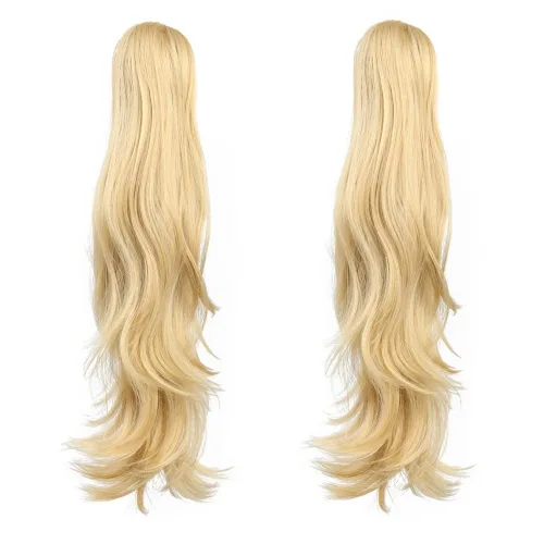 Miniatura 266 de Extensiones de cola de caballo de cabello rubio, extensiones de cola de caballo para mujer, pinza de extensiones de cabello rizado de 12 pulgadas