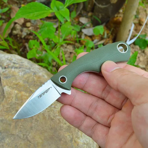 Miniatura 3 de TONIFE Cuchillo para el cuello, mini cuchillo de supervivencia al aire libre, hoja afilada EDC de alta dureza de 1.7 pulgadas, cuello portátil