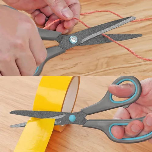 Miniatura 6 de Asdirne Tijeras de revestimiento de teflón, cuchillas de acero inoxidable, mango de agarre suave, adecuadas para hogares, oficinas y escuelas, todo
