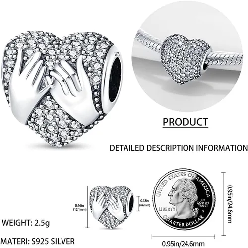 Miniatura 5 de Abalorio de plata de ley 925 para pulseras y collares Pandora para mujer, circonitas cúbicas 5A, cuentas de joyería