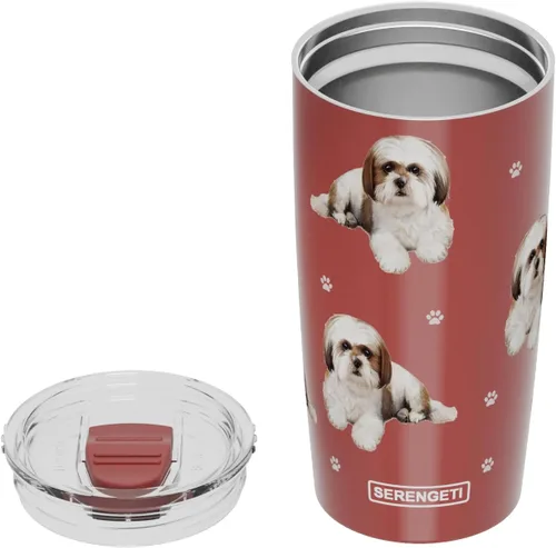 Miniatura 4 de SERENGETI Shih Tzu 20 Oz. de acero inoxidable, vaso aislado al vacío con tapa a prueba de derrames - impresión 3D - taza de viaje aislada para Vaso