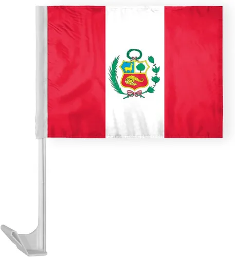 Miniatura 7 de AGAS - Mini Perú de 12 x 18 pulgadas con sello oficial de bandera de nailon pesado, ojales de latón y bordes de doble costura Bandera de Perú de 12