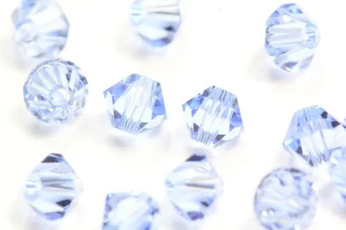 Miniatura 3 de Preciosa - 100 cuentas sueltas de cristal bicono facetado pequeño de 0.157 in (0.16 pulgadas) azul zafiro claro, compatibles con Swarovski 5301/5328